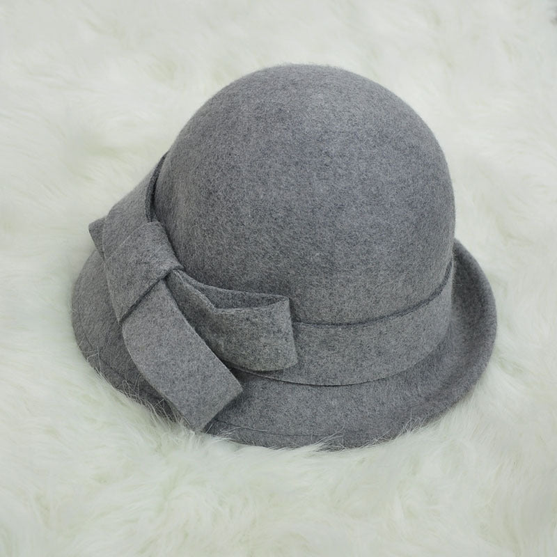Woolen Big Bow Dome Fisherman's Basin Hat