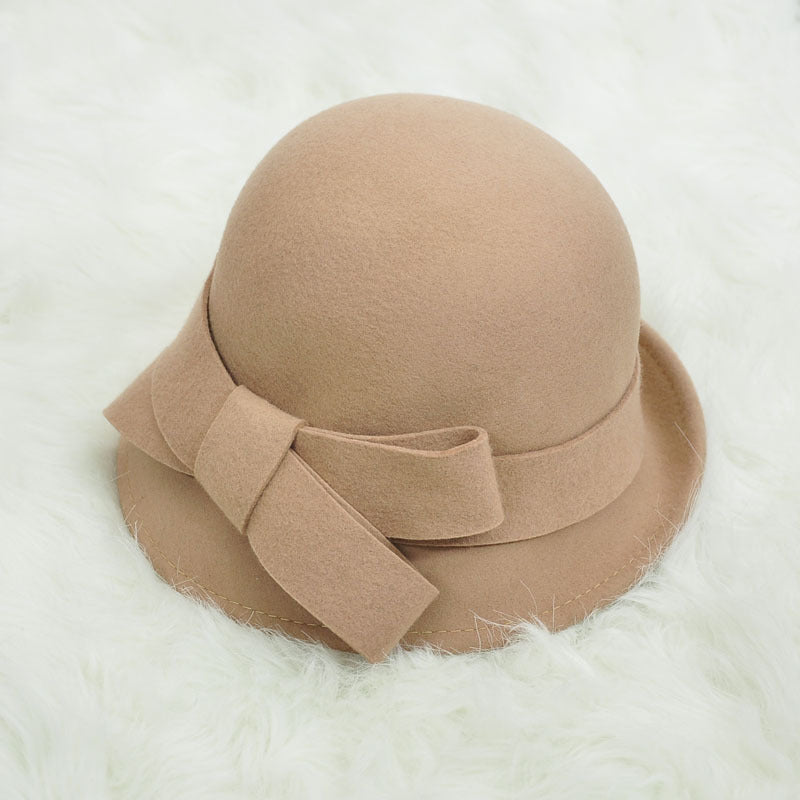 Woolen Big Bow Dome Fisherman's Basin Hat