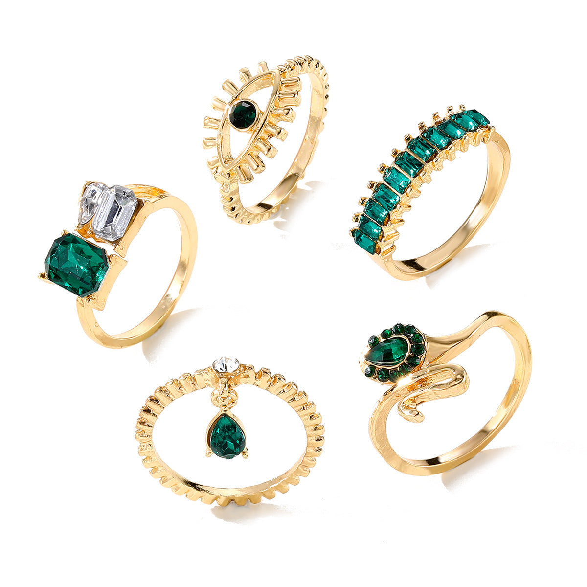 Emerald Diamond-studded Ring Suit Women