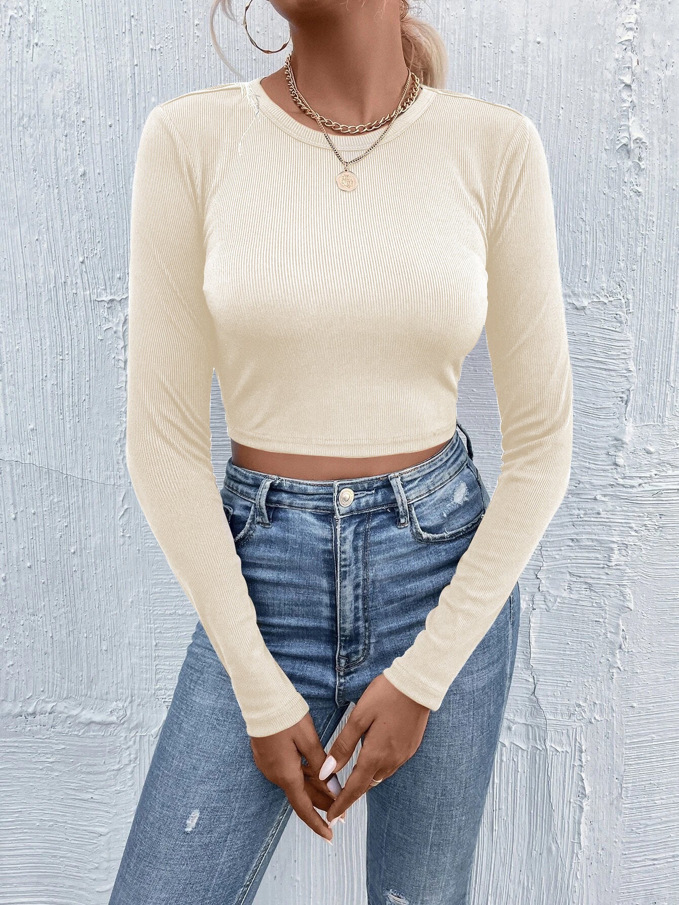 Women's Round Neck Pullover Casual Long Sleeve T-shirt Top