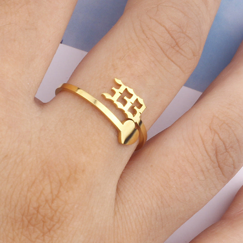 Number Ring Stainless Steel Lucky Number Ring