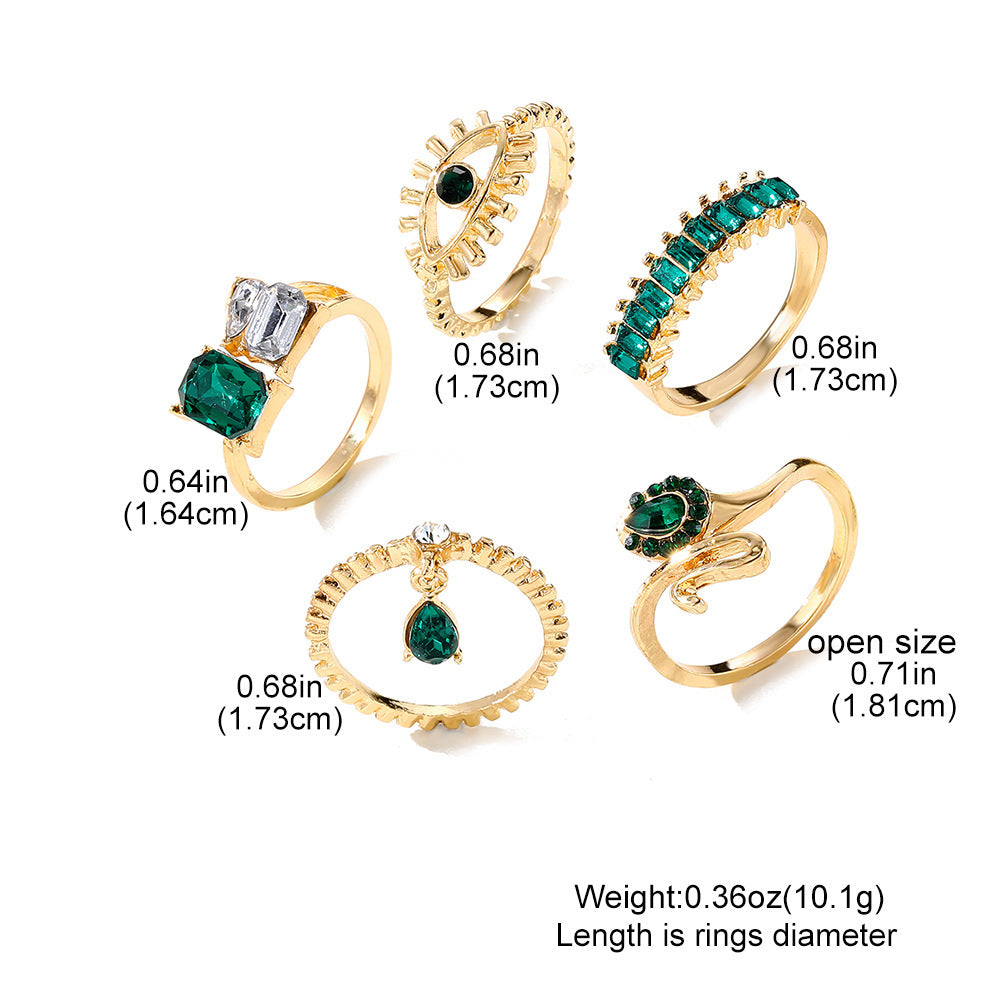 Emerald Diamond-studded Ring Suit Women