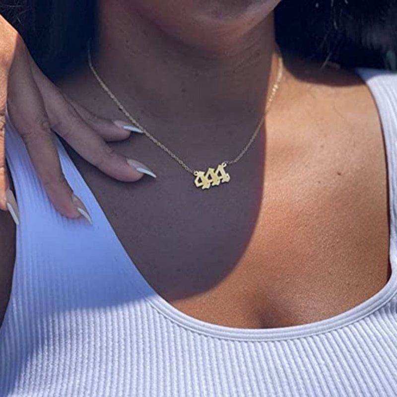Women's Electroplated Gold Angel Number Necklace