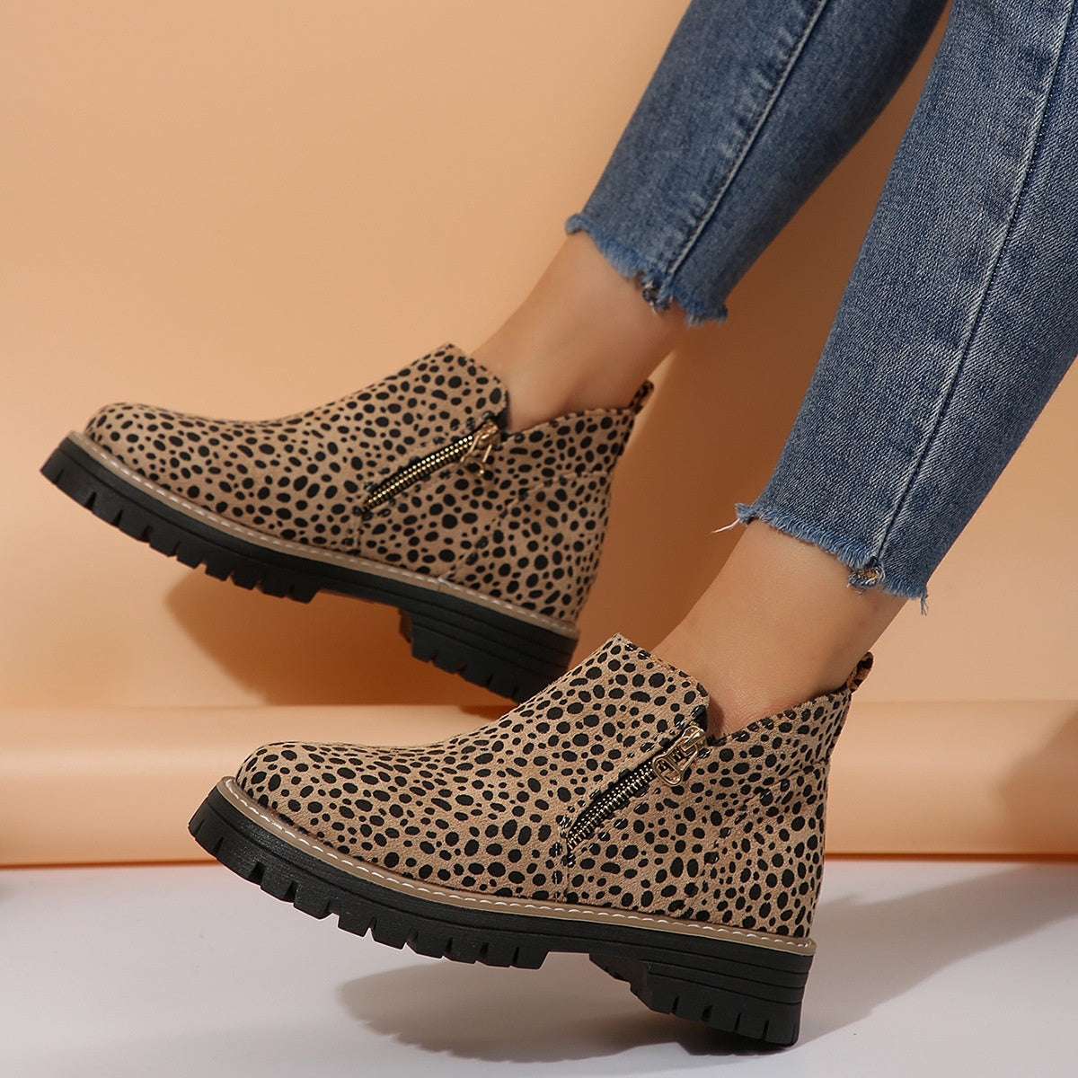 Plus Size Chelsea Booties Women's Spring And Autumn Suede Side Zipper