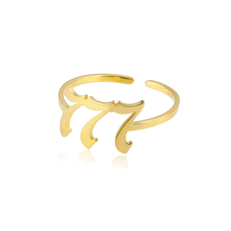 Stainless Steel Angel Number Ring Adjustable