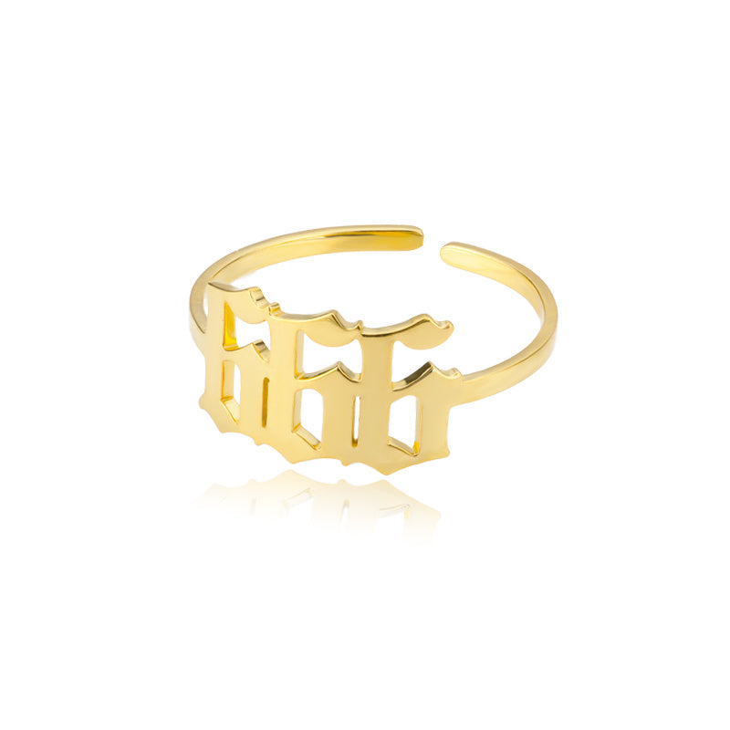 Stainless Steel Angel Number Ring Adjustable