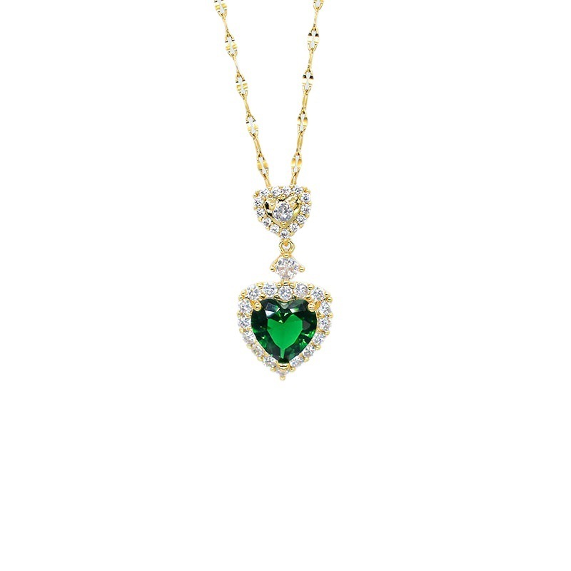 Simple Elegant Necklace Beccarite Inlaid Titanium Steel Clavicle Chain