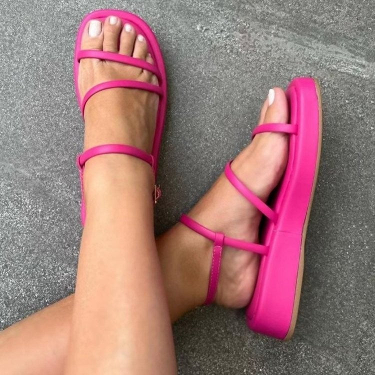 Hollow Square Toe Simple Sandals
