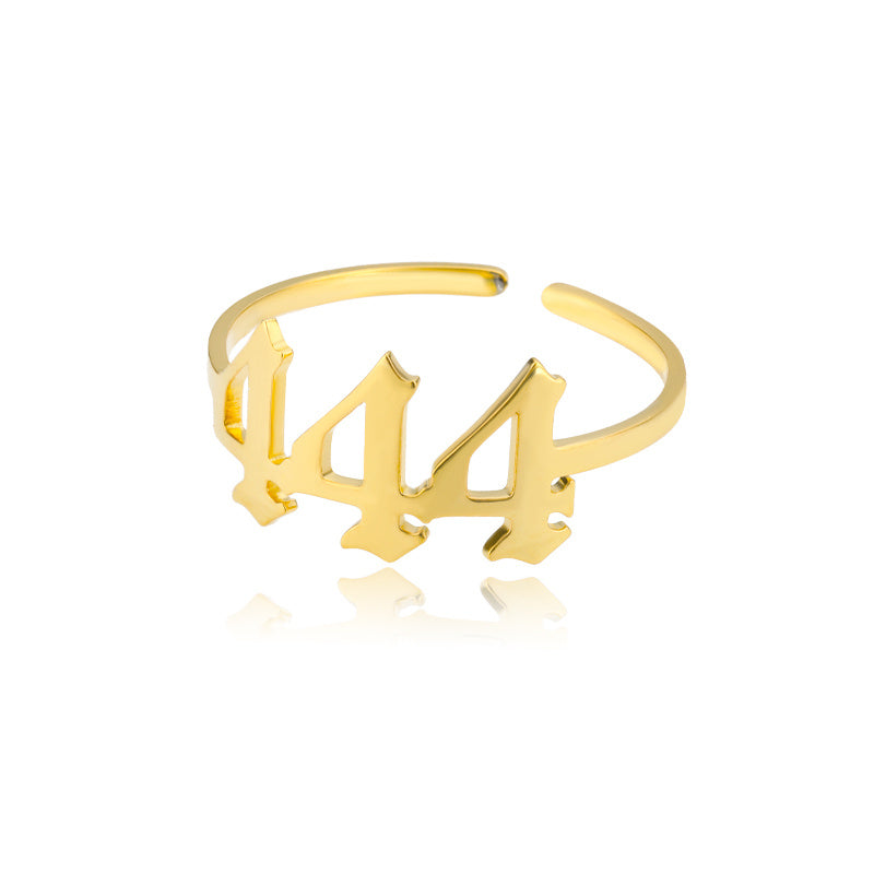 Stainless Steel Angel Number Ring Adjustable