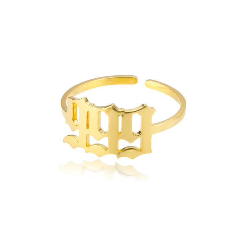 Stainless Steel Angel Number Ring Adjustable