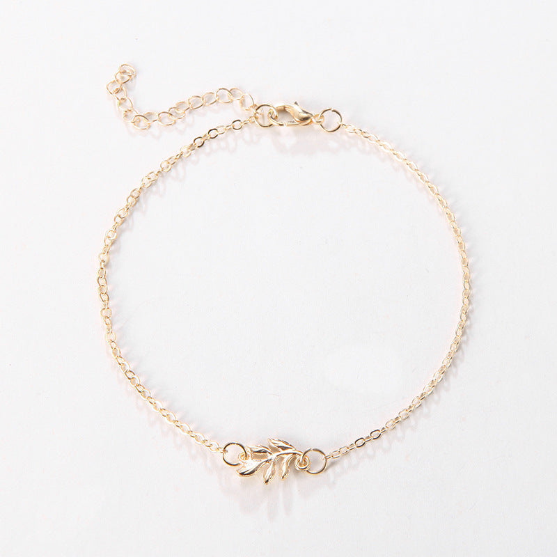 Fashion Simple Alloy Mori Style Flower Leaf Anklet