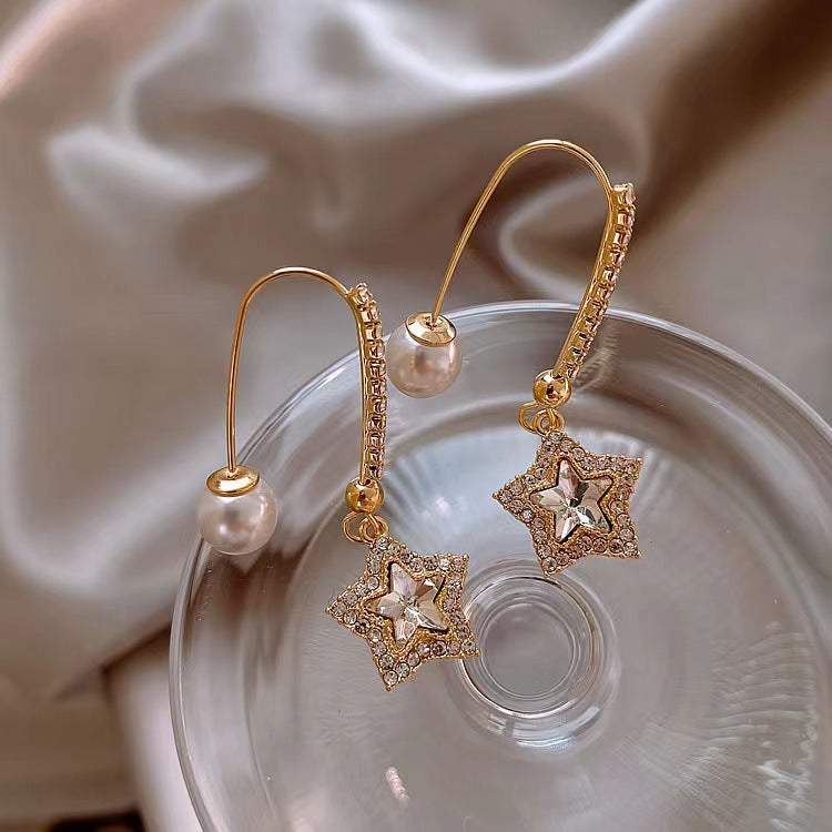 Five-pointed Star-shaped Crystal Earrings Fashion And Fully-jewelled Earrings