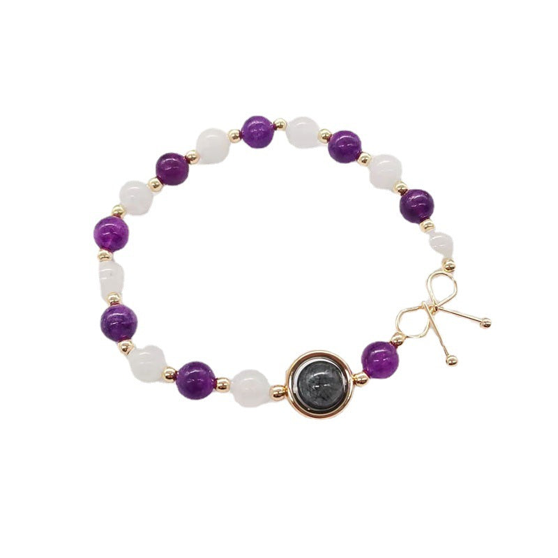 Yunjin New Crystal White Moonlight Amethyst Bracelet For Women