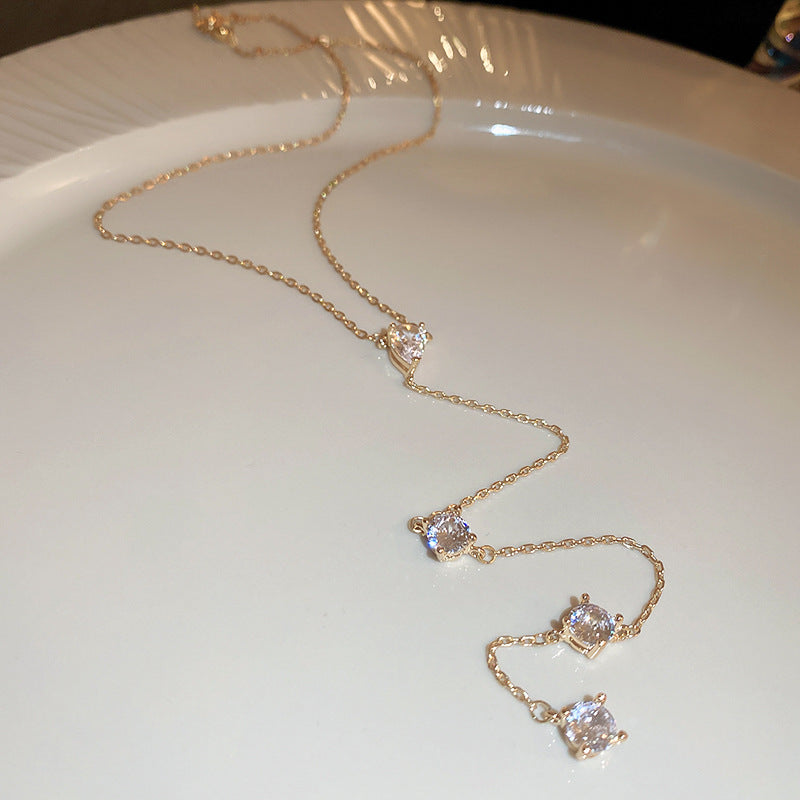 Light Luxury High-grade Zircon Water Drops Circle Necklace