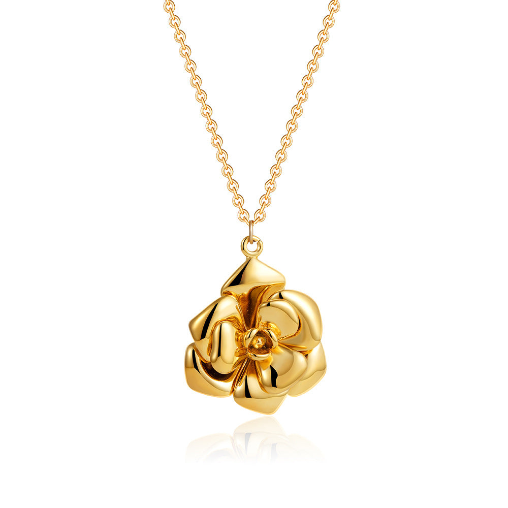 Elegant Necklace Plated 18K Real Gold Rose Flower Light Luxury