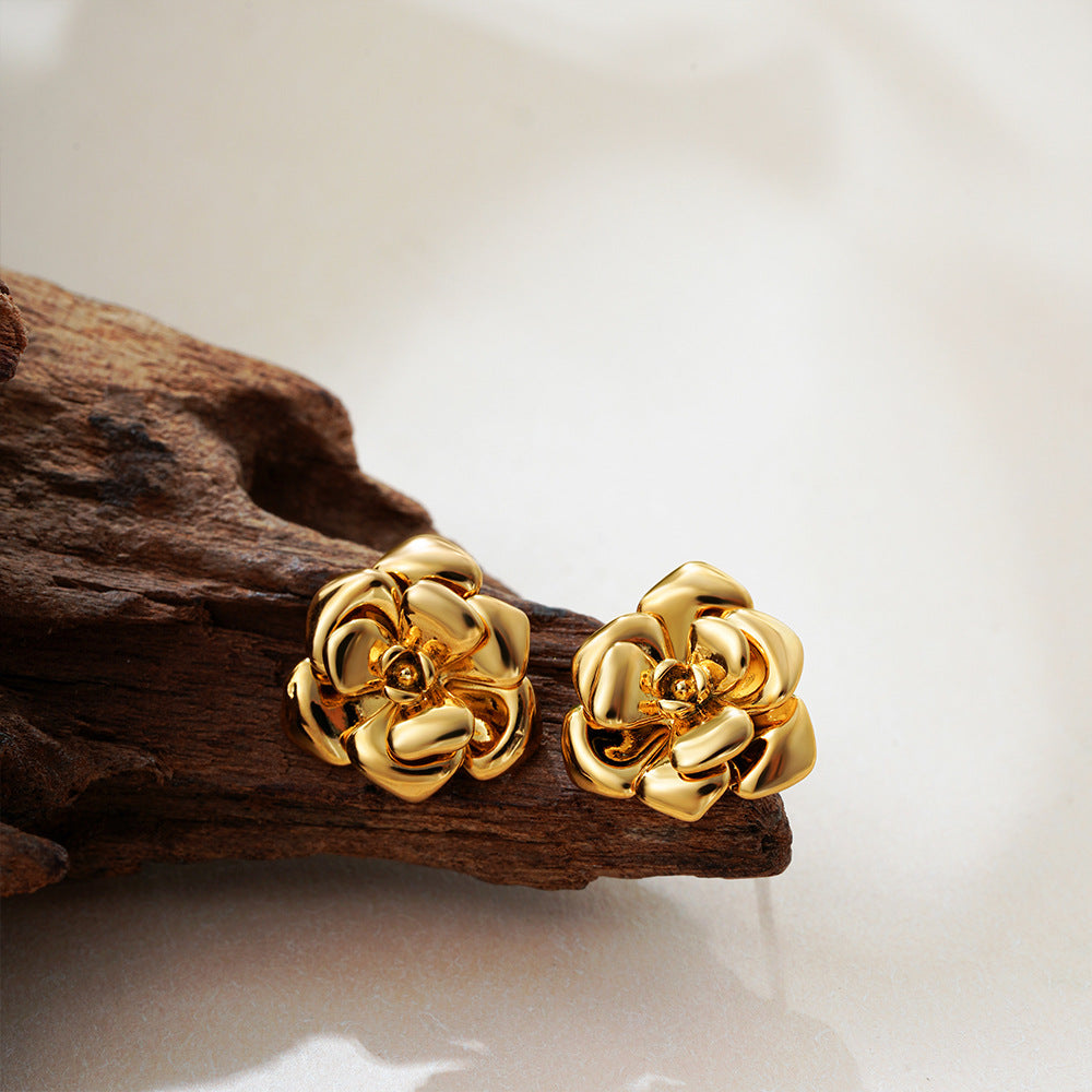 Elegant Necklace Plated 18K Real Gold Rose Flower Light Luxury