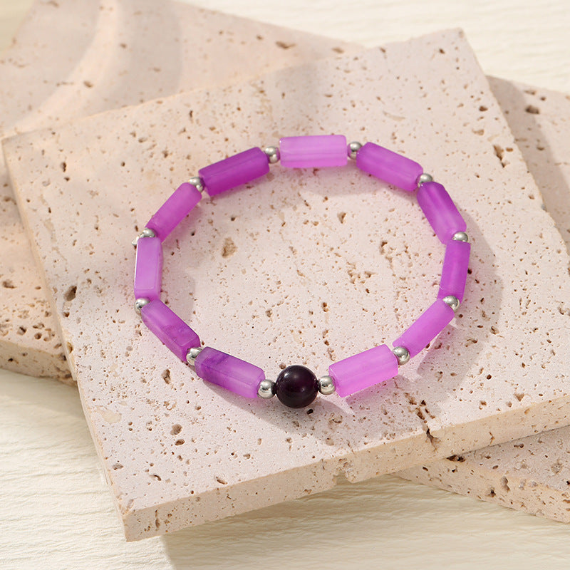 Yunjin New Crystal White Moonlight Amethyst Bracelet For Women