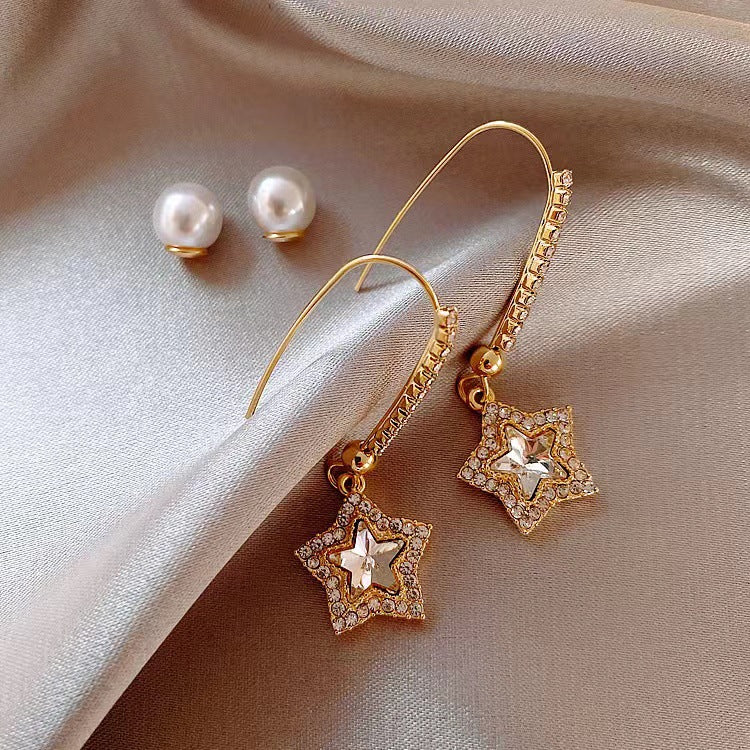 Five-pointed Star-shaped Crystal Earrings Fashion And Fully-jewelled Earrings