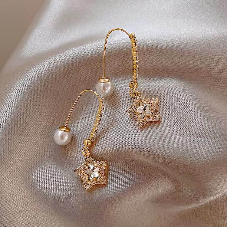 Five-pointed Star-shaped Crystal Earrings Fashion And Fully-jewelled Earrings