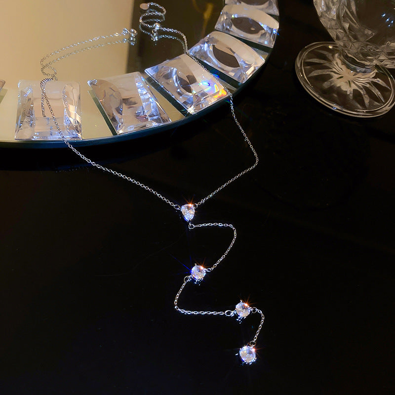 Light Luxury High-grade Zircon Water Drops Circle Necklace