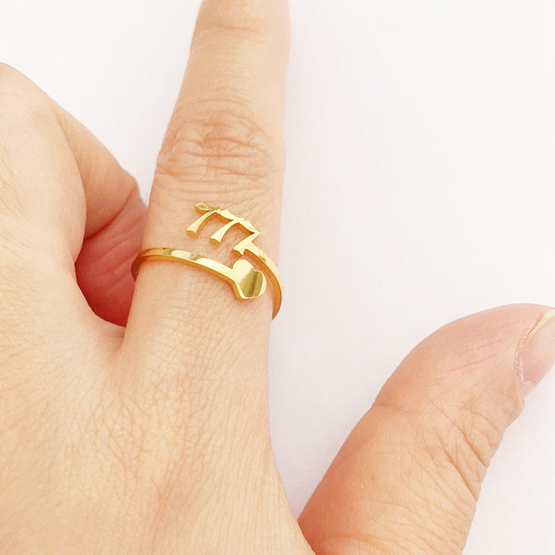 Number Ring Stainless Steel Lucky Number Ring
