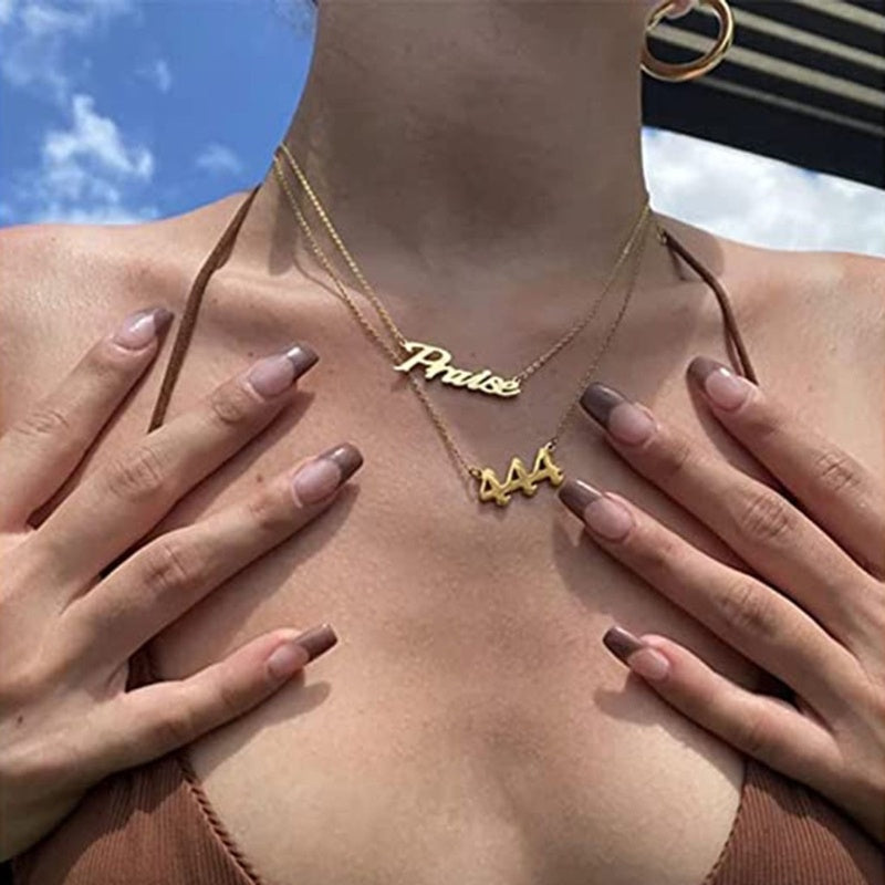 Women's Electroplated Gold Angel Number Necklace