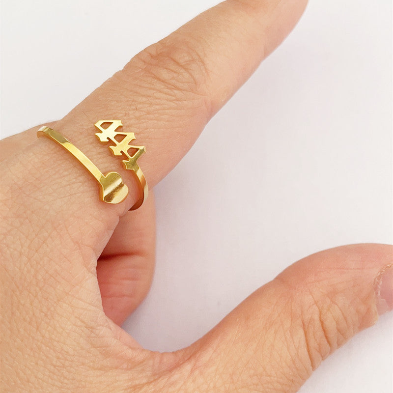 Number Ring Stainless Steel Lucky Number Ring