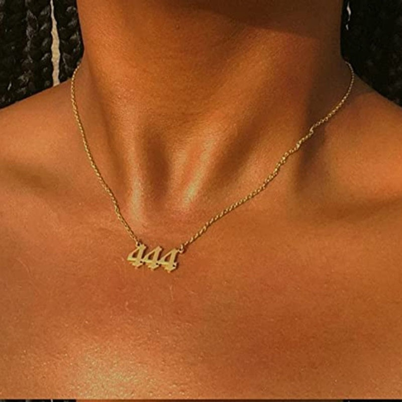 Women's Electroplated Gold Angel Number Necklace