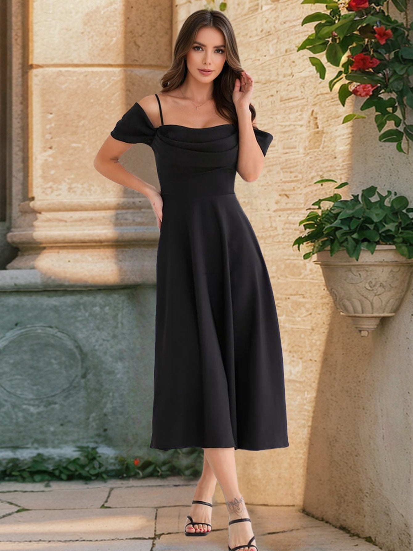 Women's Sexy Pleated Sling Slim Temperament Dress
