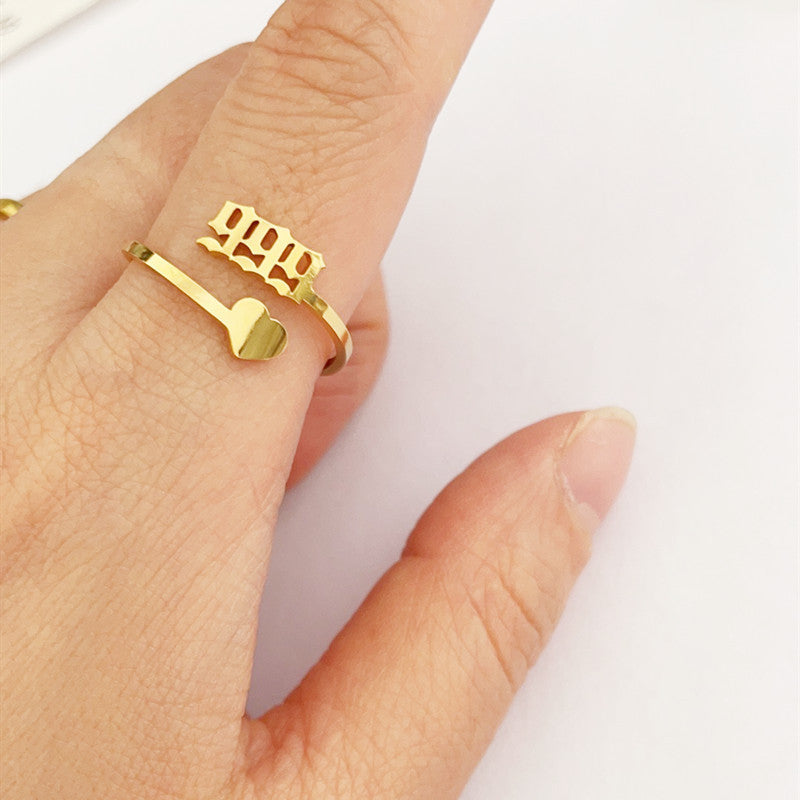 Number Ring Stainless Steel Lucky Number Ring