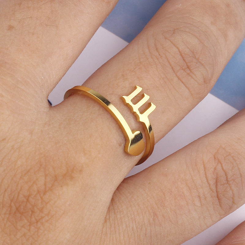 Number Ring Stainless Steel Lucky Number Ring