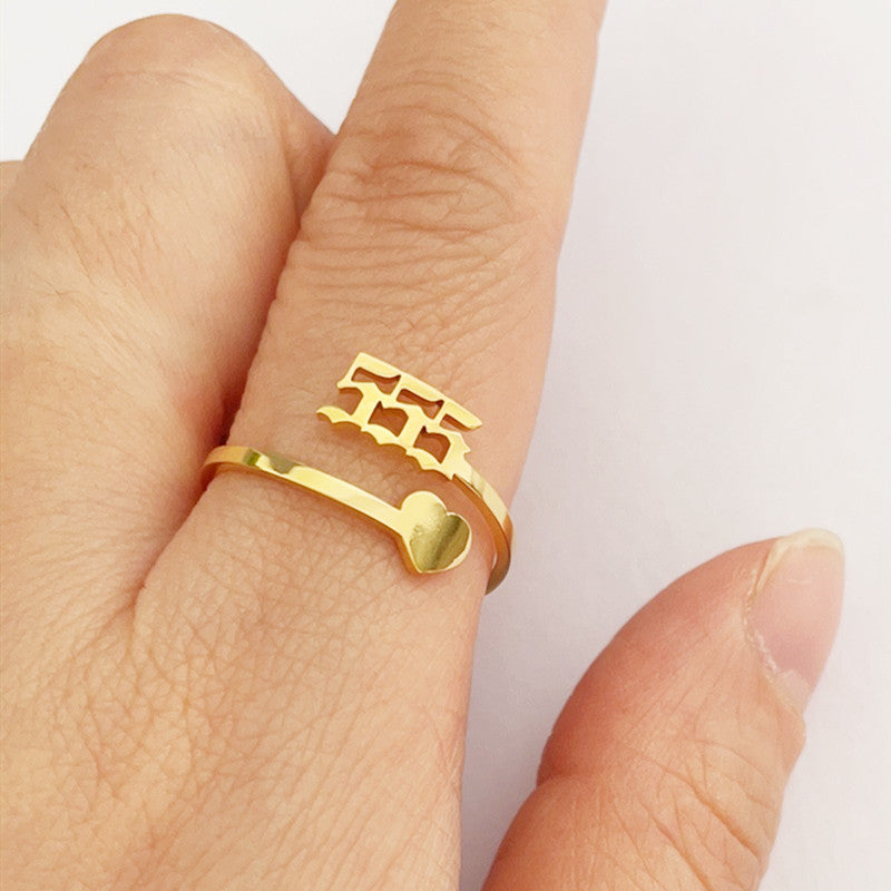 Number Ring Stainless Steel Lucky Number Ring