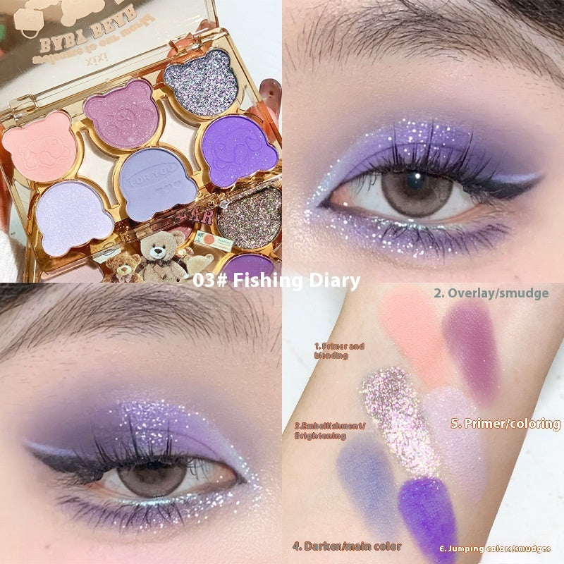 Six Color Eyeshadow Cool Diamond In The Debris Contrast Color Makeup Smoky Cut-off Eye Makeup