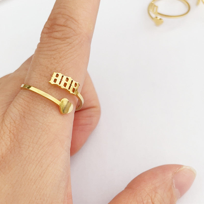Number Ring Stainless Steel Lucky Number Ring