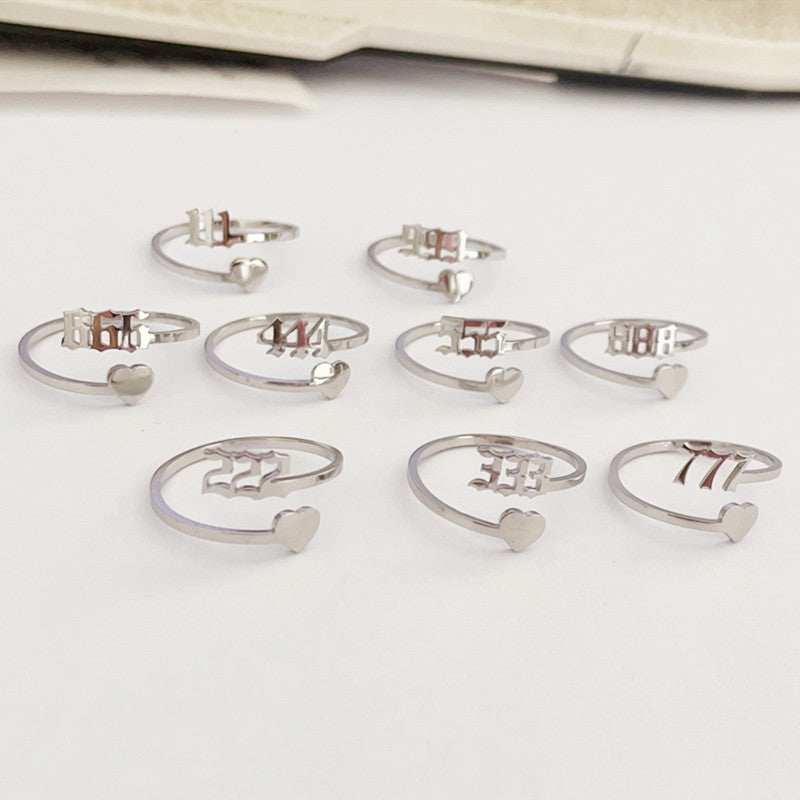 Number Ring Stainless Steel Lucky Number Ring