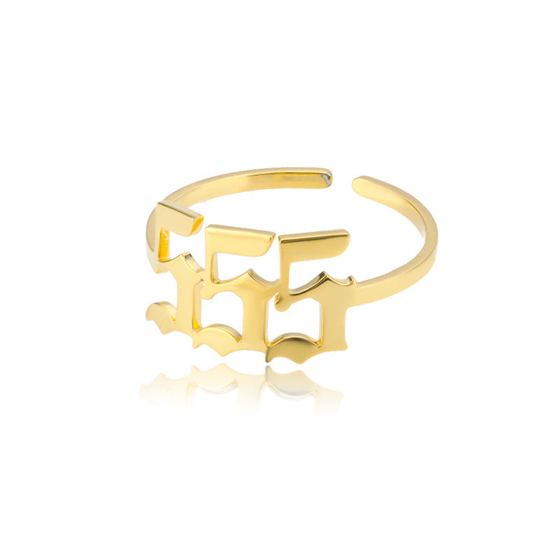 Stainless Steel Angel Number Ring Adjustable