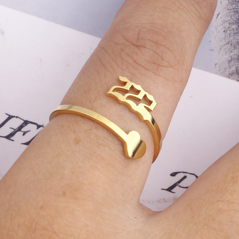 Number Ring Stainless Steel Lucky Number Ring
