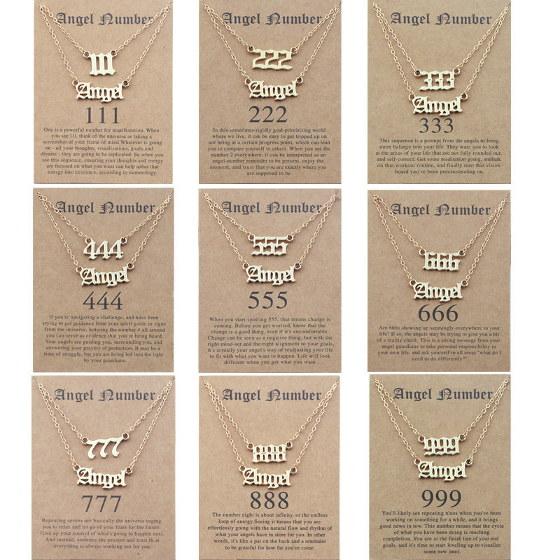 Angel Lucky Number Set Clavicle Card Necklace