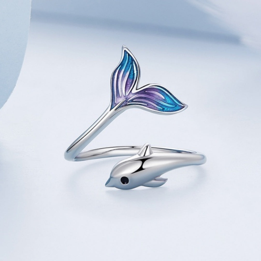 Gradient Dripping Dolphin Open Ring