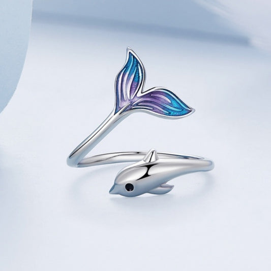Gradient Dripping Dolphin Open Ring